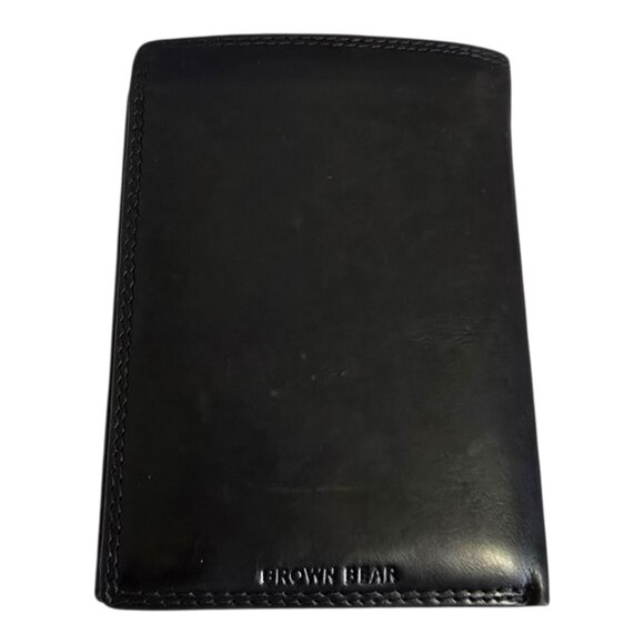 Brown Bear German Leather Wallet Bifold w/ Removable ID Holder in Black - Picture 3 of 13
